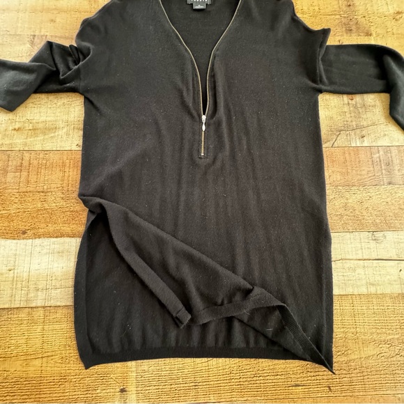 Trouve V-Neck Zip cashmere Blend Oversize Long Sweater XS Black - Picture 4 of 8